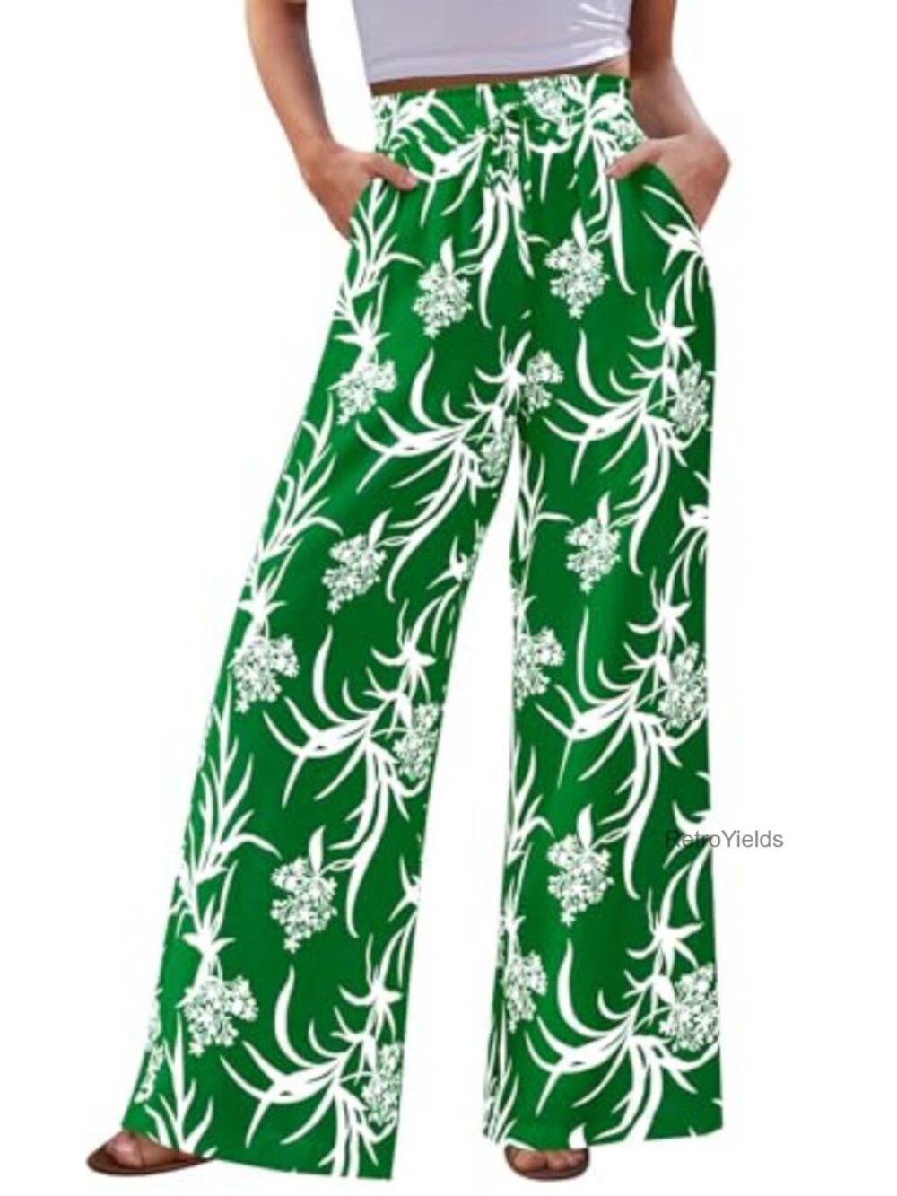 Women's Palazzo Pants High Waist Flowy Wide Leg Beach Casual